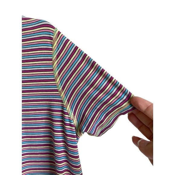 Ivivva Lululemon Striped Girls Crewneck Athletic Performance Tunic Top Size 10 - Picture 6 of 7